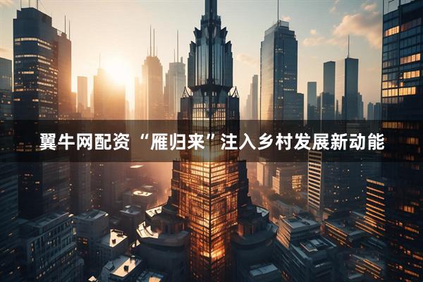 翼牛网配资 “雁归来”注入乡村发展新动能